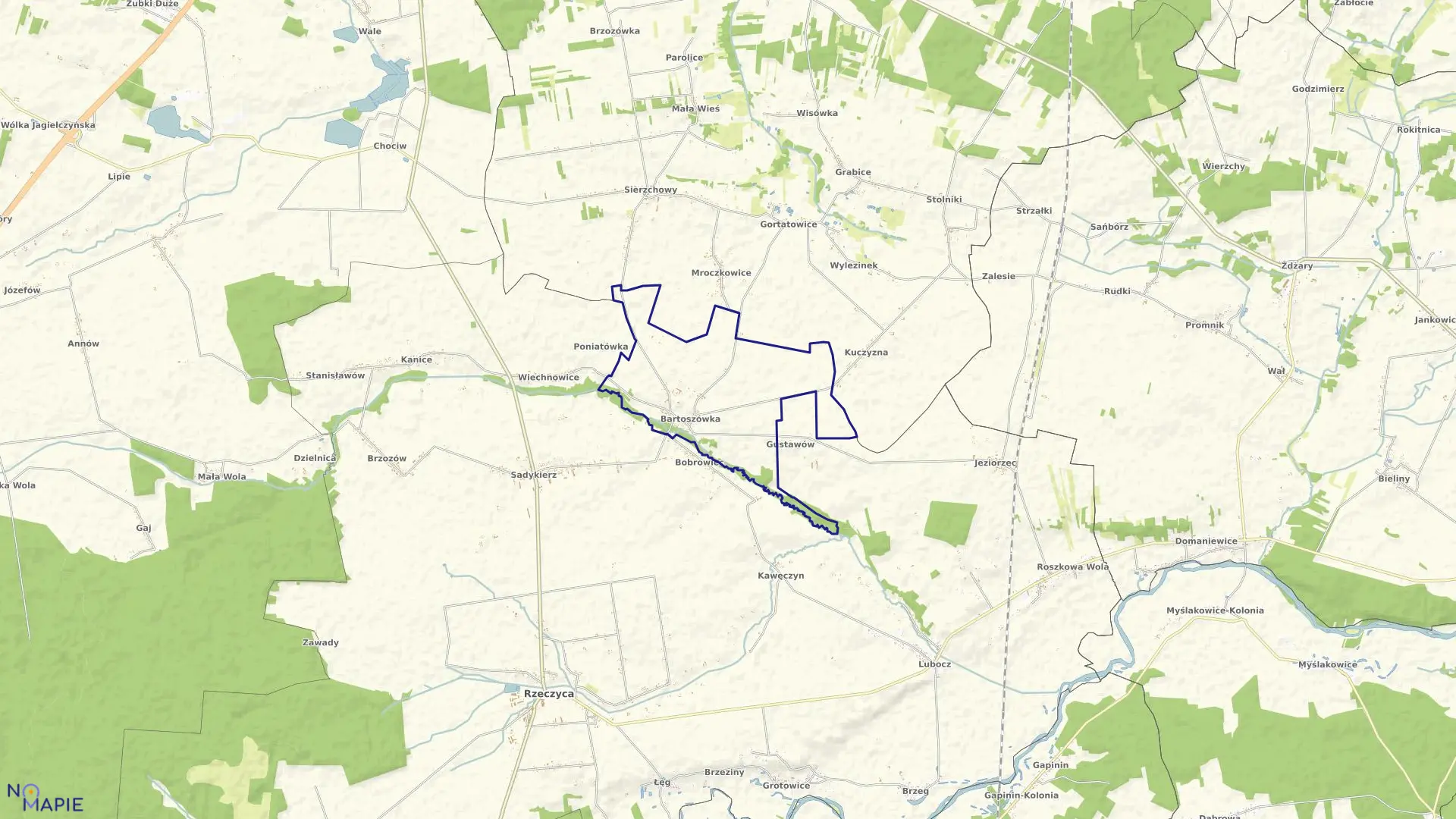 Mapa obrębu BARTOSZÓWKA w gminie Rzeczyca